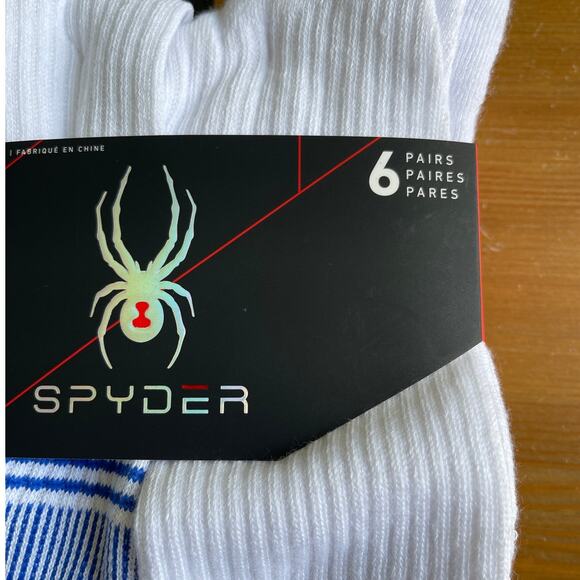 Spyder Crew Socks 6 Pack Size 6-12 Cushioned Athletic Fit NEW Men White Everyday - Picture 4 of 11